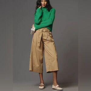Anthropologie Maeve High-Rise Wide leg pants Culottes Khaki Size 2